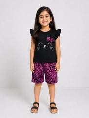 Mini Meow Short Set - Black