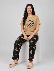 Brown Butterfly Pajama Set