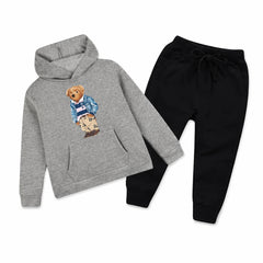 Kids Winter Hoodie Set | Polo Bear Printed