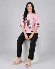 Funky Style T-Shirt & Trouser | Pink