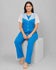 Graceful Lace Pajama Set - Sky Blue