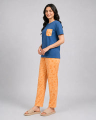 Palm Breeze Pajama Set – Navy Blue