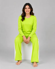 Women Round-Neck Lounge Wear - Lemon Yellow