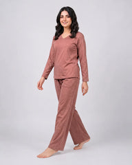 Women V Neck Lounge Wear - Rusty