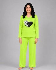 Women V-Neck Lounge Wear | Black Heart - Lemon Yellow