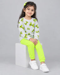 Flutter Wings Butterfly Fleece Set for Girls - Lime Green