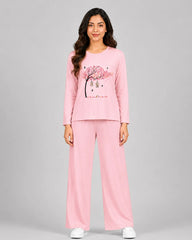 Women Round Neck Lounge Wear | Spring Tree - Baby Pink