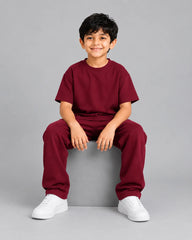 Drop Shoulder Co-Ord Set - Maroon