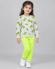 Flutter Wings Butterfly Fleece Set for Girls - Lime Green