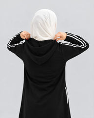 Women Hooded Zip-Up Fleece Abaya | Black