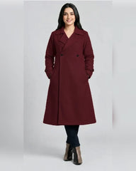 Women’s Burgundy Long Fleece Winter Coat