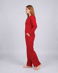 Women Round Neck Lounge Wear - Red