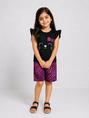 Mini Meow Short Set - Black