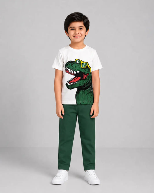 Cool Dino Pajama Set - Dark Green