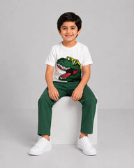 Cool Dino Pajama Set - Dark Green