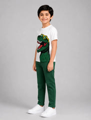 Cool Dino Pajama Set - Dark Green