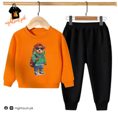 Kids Winter Sweat Shirt Set | Green Bear Printed