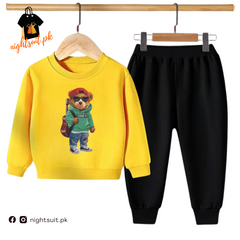 Yellow Green Bear Kids Sweatshirt & Pant