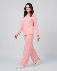 Women V Neck Lounge Wear - Baby Pink