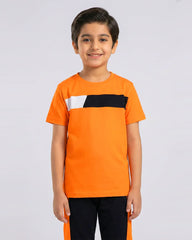 Trendy Kids Orange Block T-Shirt & Pant Set