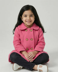 Girls Bright Pink Pea Coat