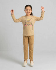 Sleepy Cat Pajama Set - Camel