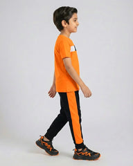 Trendy Kids Orange Block T-Shirt & Pant Set