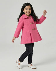 Girls Bright Pink Pea Coat