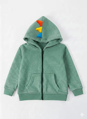 Kids Dino Spike Fleece Hoodie Jacket – Mint Green