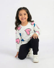 Playful Hearts Co-ord Set – Girls Winter Fleece Outfit