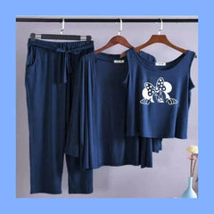 Minnie Mice Women Night Suit PJ 3 Pieces Set