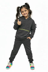 Kids Winter Dino Spike Hoodie - Gray