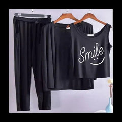 Women 3 Pieces Night Suit - Smiley