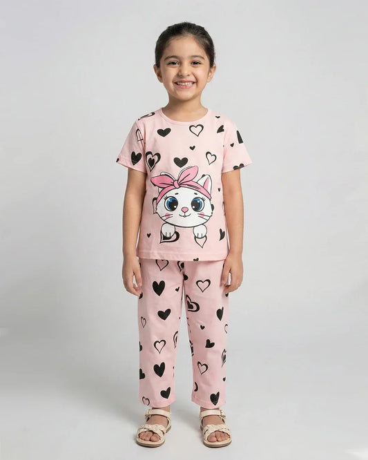 Pink Kitty Pajama Set