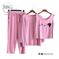 Women 3 Pieces Night Suit - Me + You