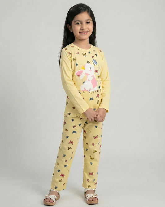 Yellow Butterfly Kids Pajama Set