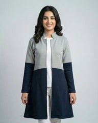 Blue Contrast Long Sleeve Fashion Cardigan Sweater