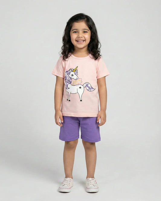 Pink Purple Unicorn Short Set