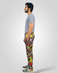 Men Psychedelic Swirl Print Elastic Waist Trousers – Casual & Lounge Wear