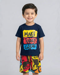 Make Today Great Navy T-Shirt & Printed Shorts Set