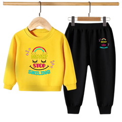 Kids Winter Sweat Shirt Set | Never Stop Smiling Printed