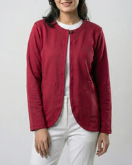 Women’s Maroon Fleece Winter Cardigan