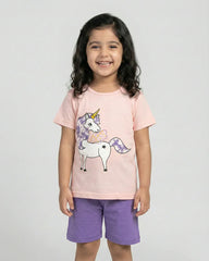 Pink Purple Unicorn Short Set