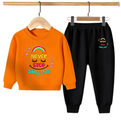 Kids Winter Sweat Shirt Set | Never Stop Smiling Printed