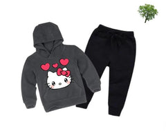 Kids Winter Hoodie Set | Kitty Printed