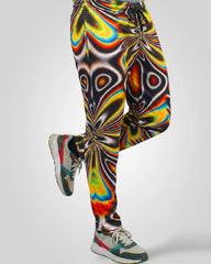 Men Psychedelic Swirl Print Elastic Waist Trousers – Casual & Lounge Wear