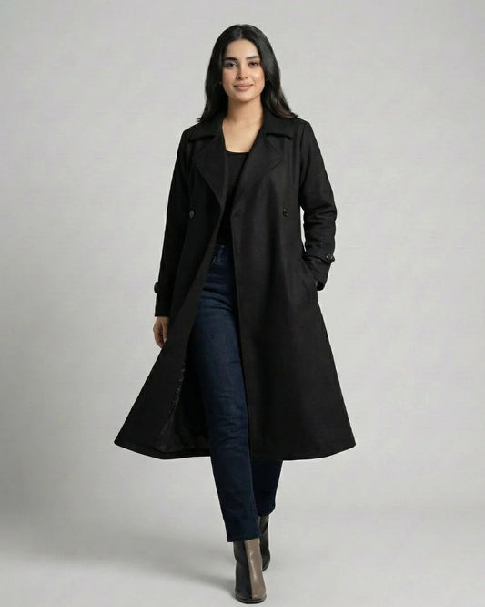 Women’s Black Long Fleece Winter Coat