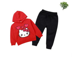 Kids Winter Hoodie Set | Kitty Printed