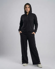 Winter Button Bottom Tracksuit | BLACK