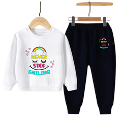 Kids Winter Sweat Shirt Set | Never Stop Smiling Printed